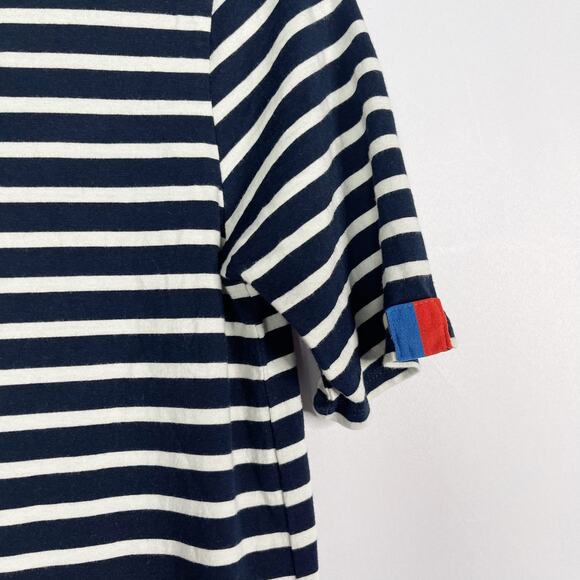 Kule XSmall Navy Blue Cream The Tee Dress Striped Short Sleeve Crew Neck Cotton - Picture 5 of 10